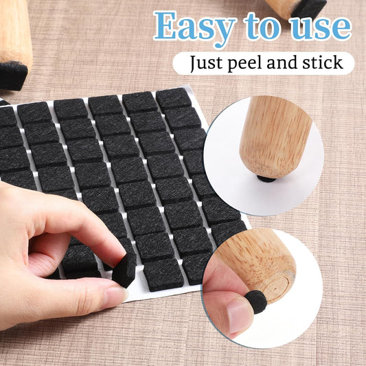 128Pcs 3/4" Felt Furniture Pads Square Black Felt Pads for Chair Legs Square Pad 3/4 inch Self Adhesive Floor Protector Pad for Hardwood Floors, Anti Scratch, Furniture Feet