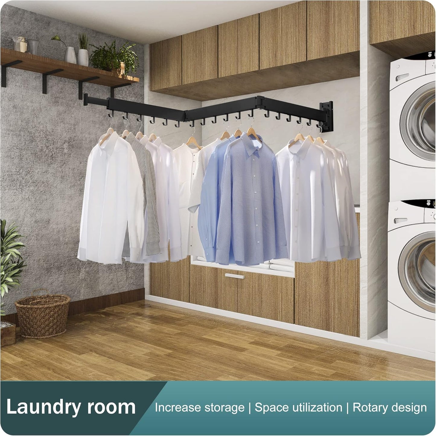 BOQORAD Clothes Drying Rack Wall Mounted 32“,Drying Rack Clothing Wall Mount,Laundry Drying Rack,Wall Mounted Clothes Hanging Rack (White)