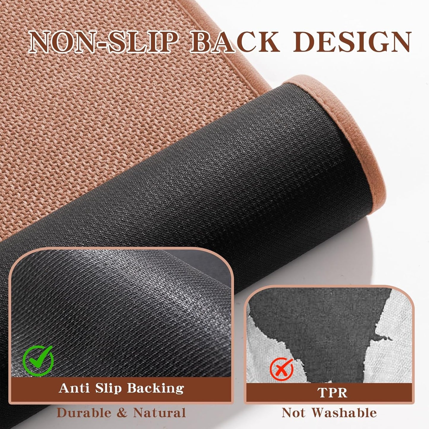 chakme Bathroom Rugs Mat 24x17, Ultra Thin Non Slip Bath Mat Small Quick Dry Absorbent Bath Mat for Bathroom Floor, (Dark Beige, 24"x17")