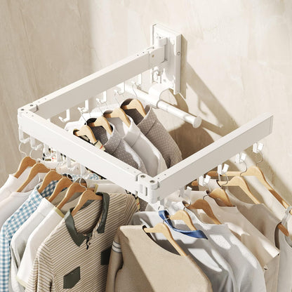 Clothes Drying Rack Wall Mounted,Drying Rack Clothing,Laundry Drying Rack Wall Mount,Collapsible Drying Racks for Laundry,Retractable,Foldable,Clothes Hanger Rack,Clothes Dryer Rack,White Color