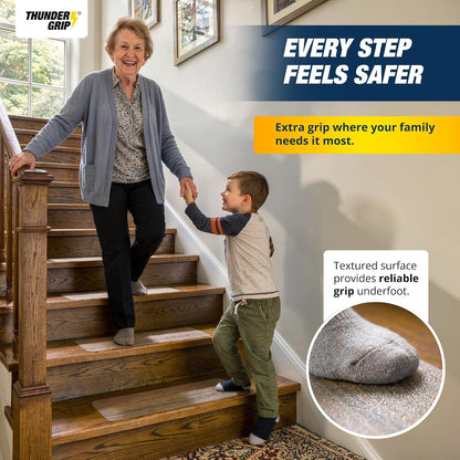 Clear Stair Treads Non-Slip 24"x4" - 18-Pack Indoor Stair Grips Non Slip for Wooden Steps - Anti Slip Adhesive Strips for Dogs & Elderly - Staircase Step Treads - Transparent Treads for Wood Stairs
