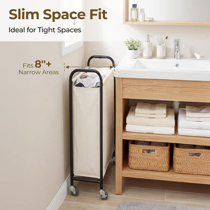 GRANNY SAYS 2 Section 130L Laundry Sorter, Large Laundry Hamper Basket with Wheels and Handles, Durable and Sturdy Rolling Cart for Laundry Room, Hotel, Bedroom, Beige