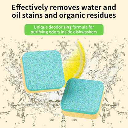 Dishwasher Cleaner and Deodorizer Tablets, Dishwasher Cleaning Tablets 24 Pack - Helps Remove Limescale & Odor, Prevents Buildup in Pipes, Safe for All Dishwashers, Lemon Scent - 12 Month Supply