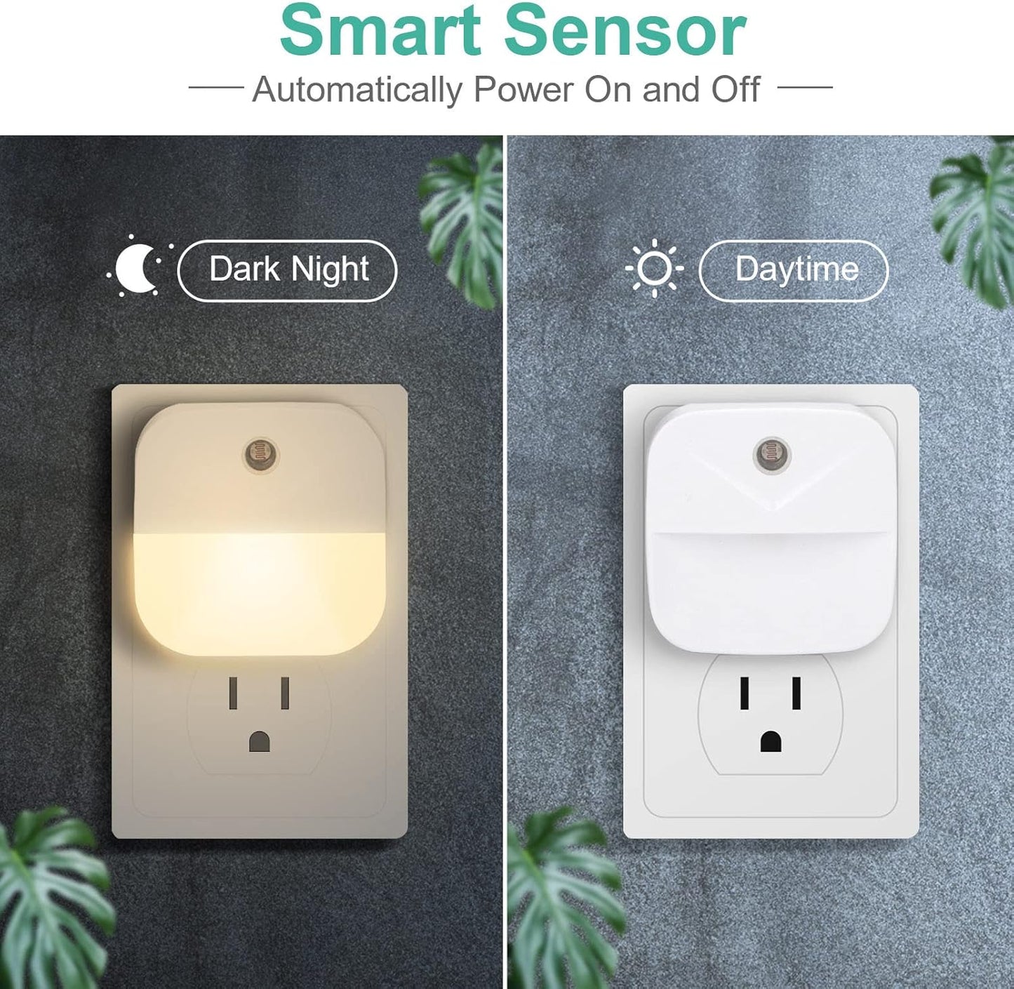 6 Pack Night Light Plug in, White LED Nightlights with Smart Dusk to Dawn Sensor, Plug into Wall Nightlights Suitable for Bedroom, Bathroom, Hallway, Kitchen, Stairs, Kids, Adults