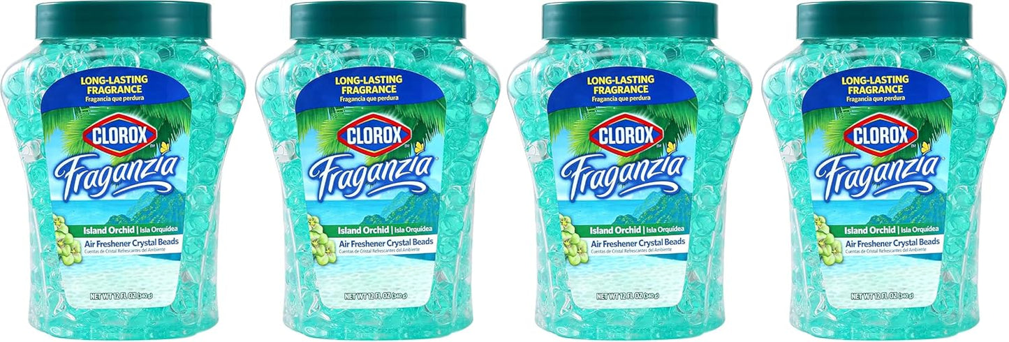 Clorox Fraganzia Crystal Beads Air Freshener, Long Lasting Room Deodorizer and Odor Eliminator Gel Beads to Freshen Home, Car, or Office, Fresh Ocean Breeze Scent, 12 Fl Oz - 2 Pack