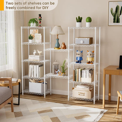 Golpart 4 Tier Adjustable Storage Shelves Metal Utility Shelf Wire Shelving Unit Organizer Rack for Home Kitchen Office Bathroom Pantry Room 12" D x 18" W x 44" H