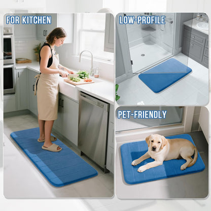 Yimobra Memory Foam Bath Mat, Super Soft Absorbent Bathroom Rug Non Slip, Quick Dry, Machine Washable Floor Carpet for Tub Shower, Home Decor Accessories, 24x17, Grey