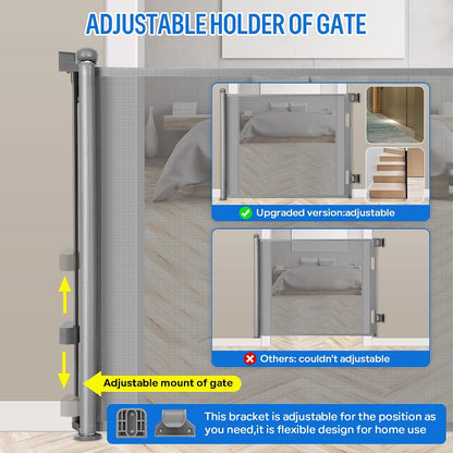 Retractable Baby Gate for Stairs & Doorways, 33" Tall Extends to 71" Wide | Extra Wide Safety Kid Pet Gate, Mesh Dog Gate for Indoor,Outdoor, Hallways One-Handed Operation, Easy Install(33”x71”-Black)