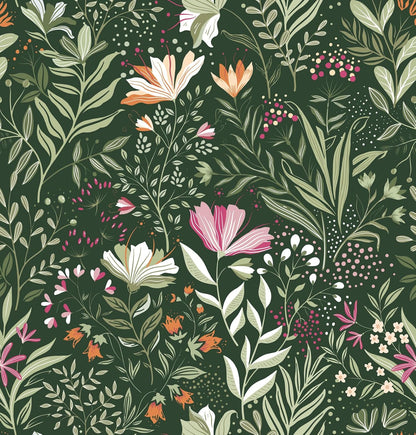 Fititem Floral Peel and Stick Wallpaper Boho Floral Contact Paper Modern Flower Removable Self Adhesive Waterproof Wallpaper for Bathroom Bedroom Fun Wildflower Contact Paper Cabinets 17.3inW 78.7inL