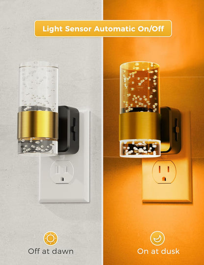 L LOHAS LED Night Light,Dimmable Night Lights Plug into Wall, 2 Pack Acrylic Nightlight with 0-100 LM Adjustable Brightness, 3000K Plug in Night Light with Dusk to Dawn Sensor, for Bathroom Hallway