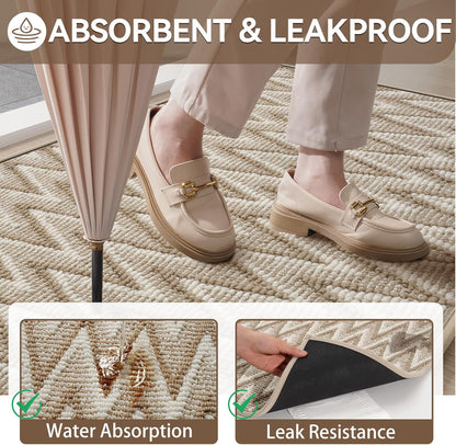 Door Mat 17"x30",Door Mat Indoor Entrance Dirt Resistant and Absorbent Non-Slip Rubber Backing Front Door Mats Washable Low-Profile Indoor Mats for Entryway, Inside Entrance Easy Clean Gray