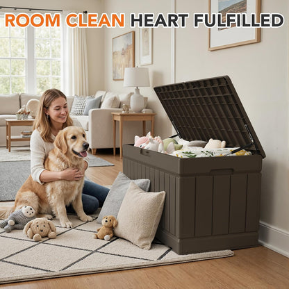 32 Gallon Deck Box Outdoor Indoor Waterproof Storage Box for Patio Furniture, Pool Accessories, Garden Tools, and Cushion Storage, Black
