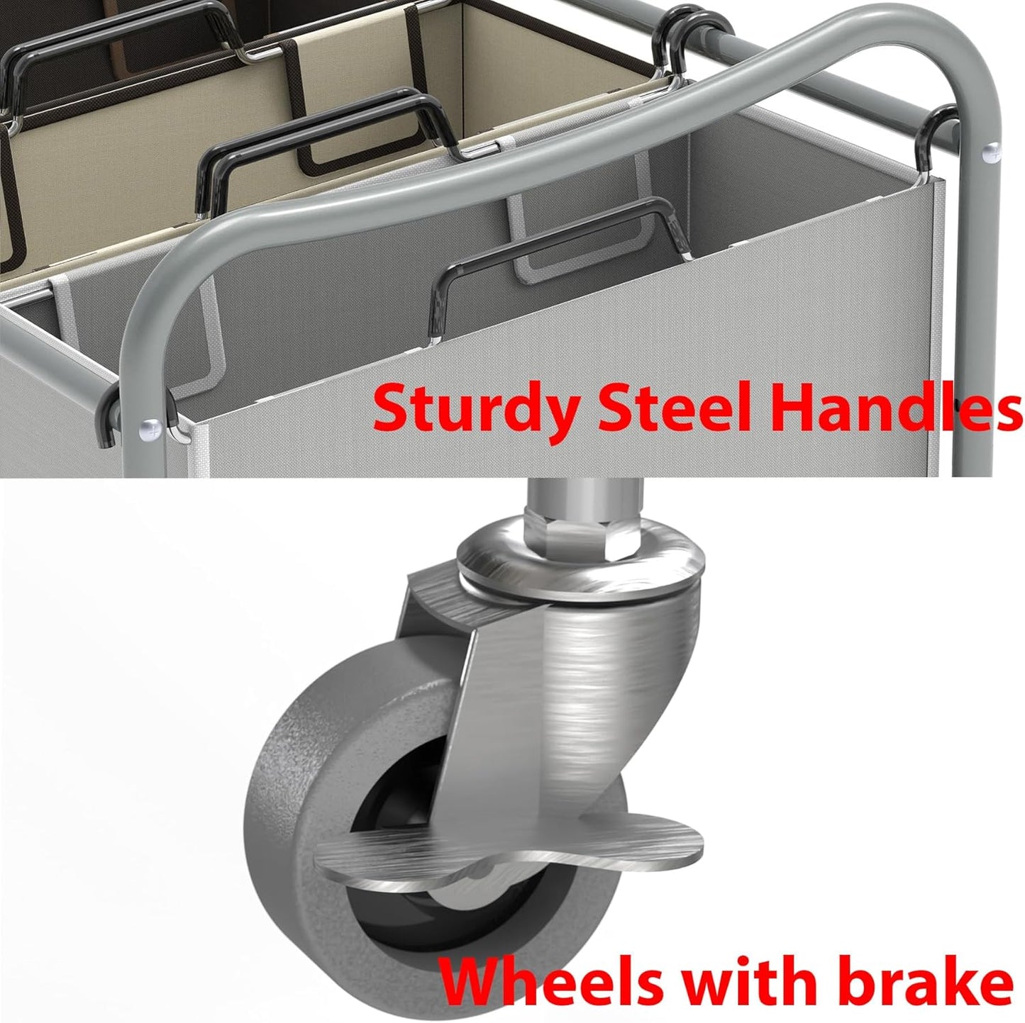 Simple Houseware Heavy-Duty 3-Bag Laundry Sorter Cart, Chrome