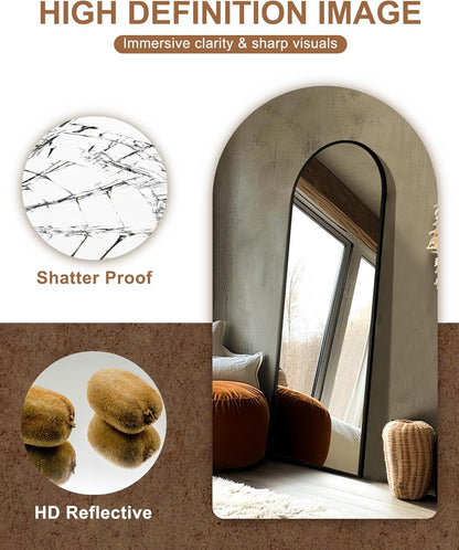 Delma Arched Mirror Full Length,Standing Mirror Full Body,Large Floor with Stand for Wall Entryway Door Bedroom Bathroom Living Room