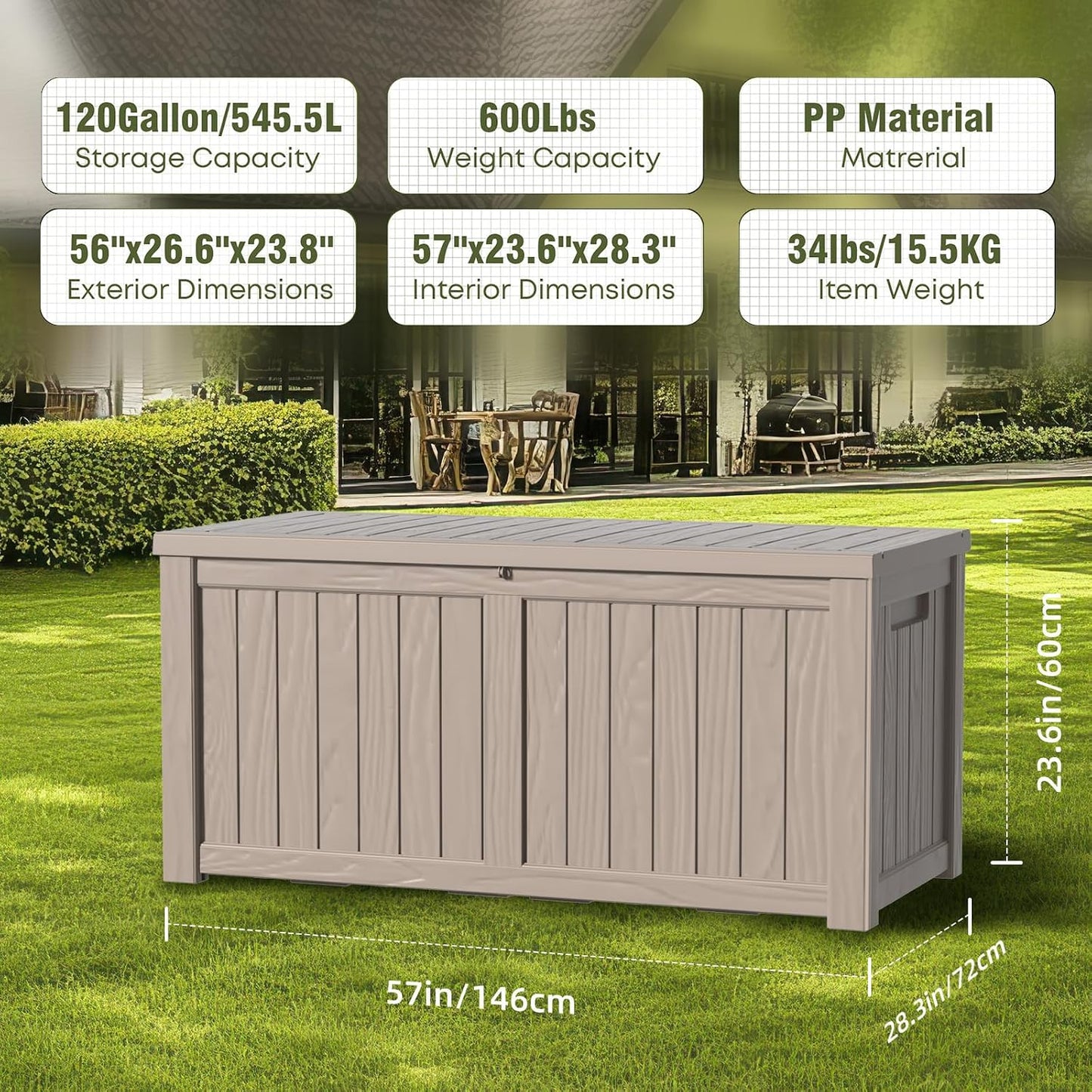 Package Delivery Box, Lockable Resin Outdoor Package, Waterproof Deck Box for Porches, Patios, Indoor & Outdoor Use (70 Gallon, Grey)