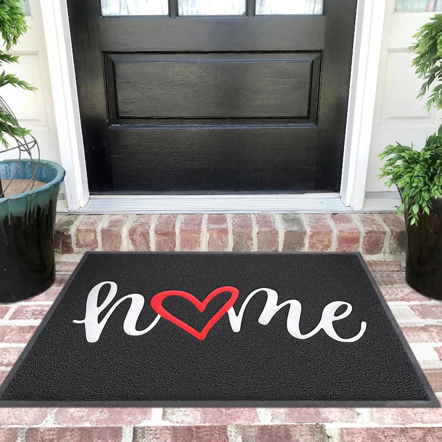 EARTHALL Door Mat Outside Inside Home Doormat, 30"x17.5", Durable Floor Mat Non Slip Mat Ultra Absorb Mud Easy Clean Front Doormat for Garage, Entryway, Patio, High Traffic Areas, Black