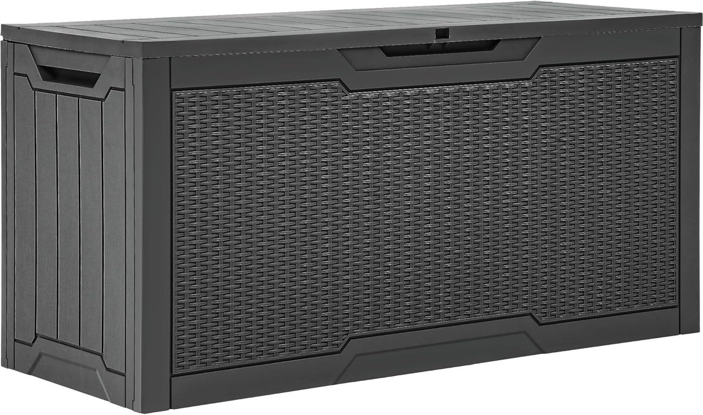 YITAHOME 100 Gallon Large Outdoor Deck Box | Waterproof Resin Storage Box, Lockable Indoor Outdoor Storage Container for Patio Furniture Cushions, Pool Accessories