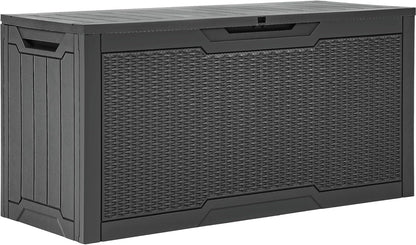 YITAHOME 100 Gallon Large Outdoor Deck Box | Waterproof Resin Storage Box, Lockable Indoor Outdoor Storage Container for Patio Furniture Cushions, Pool Accessories