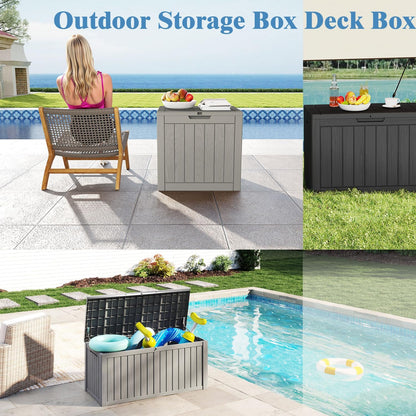 Outdoor Storage Box, 50 Gallon Waterproof Deck Storage Box, Lockable Patio Storage Bins for Package Delivery, Porch, Garden Tool, Cushions, Anti-Theft Weatherproof & UV-Resistant Parcel Drop Box