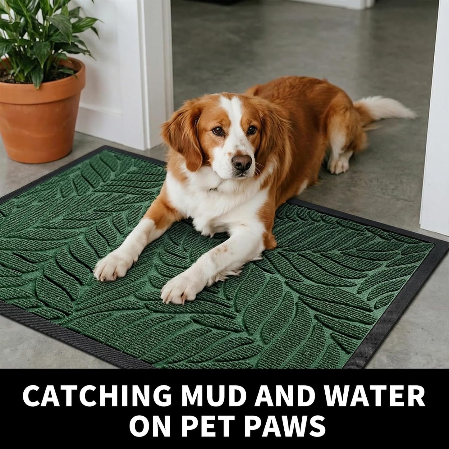 Yimobra Front Door Mat Outdoor Indoor, 29.5x17 All-Season Waterproof Door Mat Outside Entrance, All-Weather Non-Slip Outside Doormat for Garage Patio Entryway, Brown