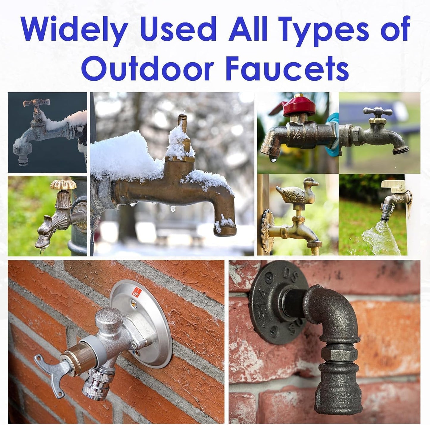 2 Pack Outdoor Faucet Cover for Winter Freeze Protection - Reusable Foam Hose Bib Spigot Insulated Cover