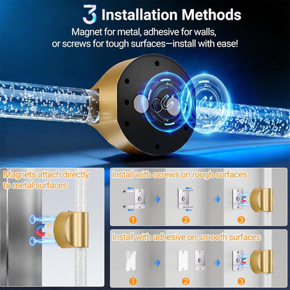 Peel and Stick on Gold Battery Operated Wall Sconces Set of 2, Rechargeable Magnetic Linear Wall Lights for Bedroom, Wireless Sconces with Remote&Touch Control, 3CCT&Dimmable Wall Lamp for Living Room