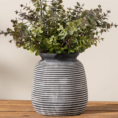 Ceramic Flower Vase, Small Rustic Farmhouse Vases Home Decor, Short Pottery Decorative Pampas Vase for Table Living Room Entryway Mantel Bookshelf Bedroom Bathroom Kitchen - 6" W