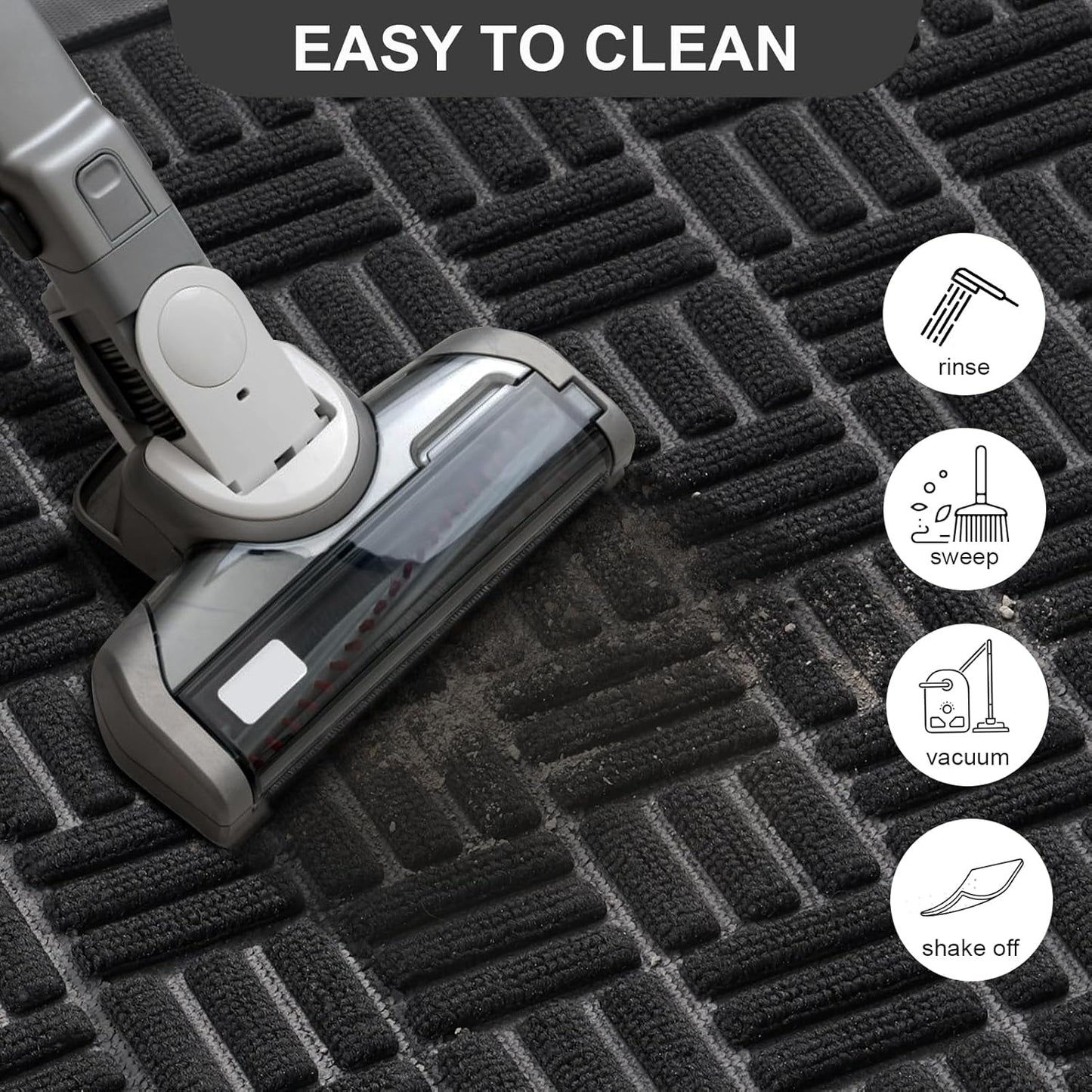 Mibao Front Door Mat, Heavy Duty Durable Welcome Mat for Outdoor Indoor, Dirt Trapper Waterproof Super Absorbent Door Mat for Entryway Outside Patio Porch, 29.5" x 17", Grey