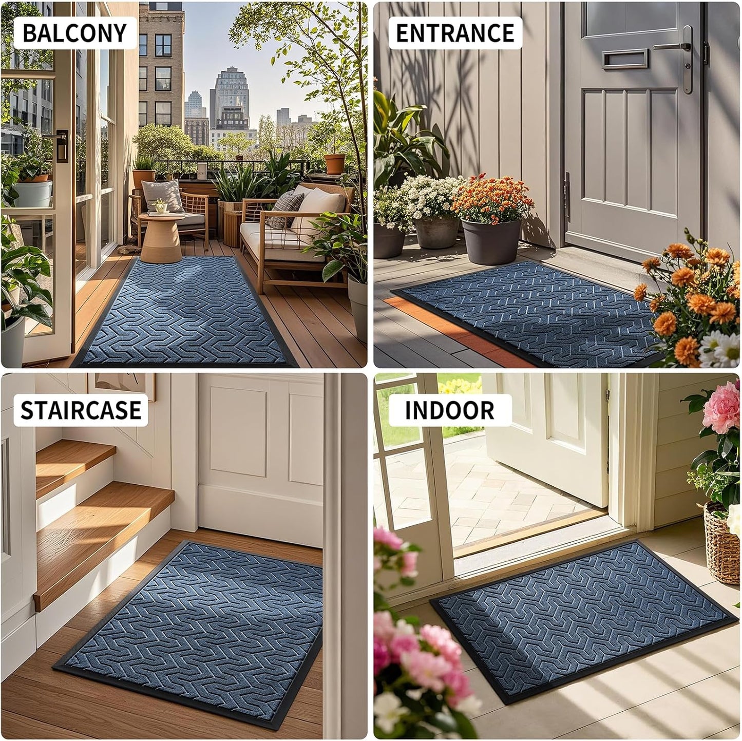 Yimobra Front Door Mat Outside Entrance 29.5x17, Waterproof Heavy Duty Outdoor Mats for Front Door, Non Slip Rubber Entry Mat for Garage Patio Indoor, Grey