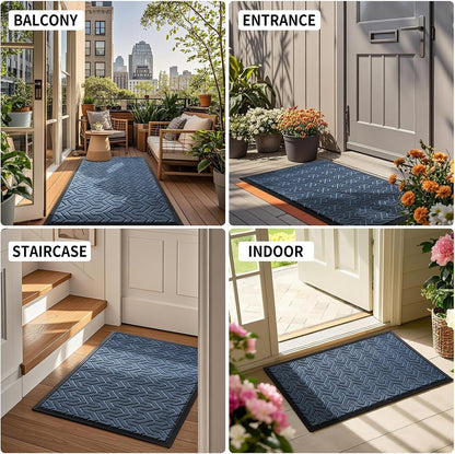 Yimobra Front Door Mat Outside Entrance 29.5x17, Waterproof Heavy Duty Outdoor Mats for Front Door, Non Slip Rubber Entry Mat for Garage Patio Indoor, Grey