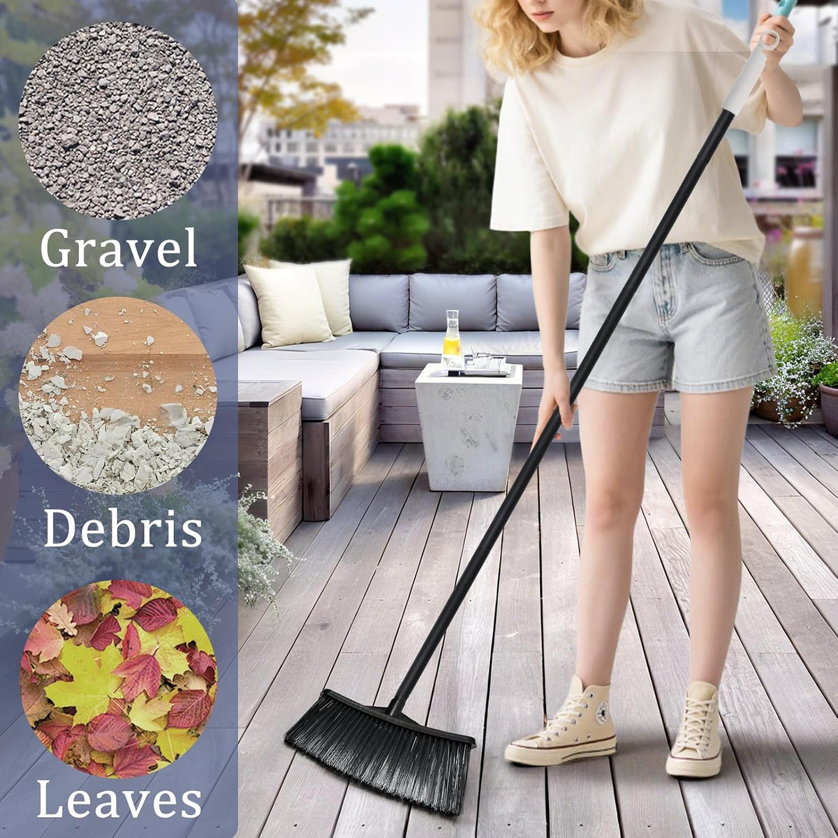 Outdoor Broom for Cleaning Floor - Heavy Duty Outdoor Broom for Cleaning Garages, and Porches, etc.