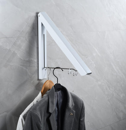 White Retractable Clothes Rack 2 Pack - Wall Mounted Folding Clothes Hanger Drying Rack for Laundry Room Closet Storage Organization