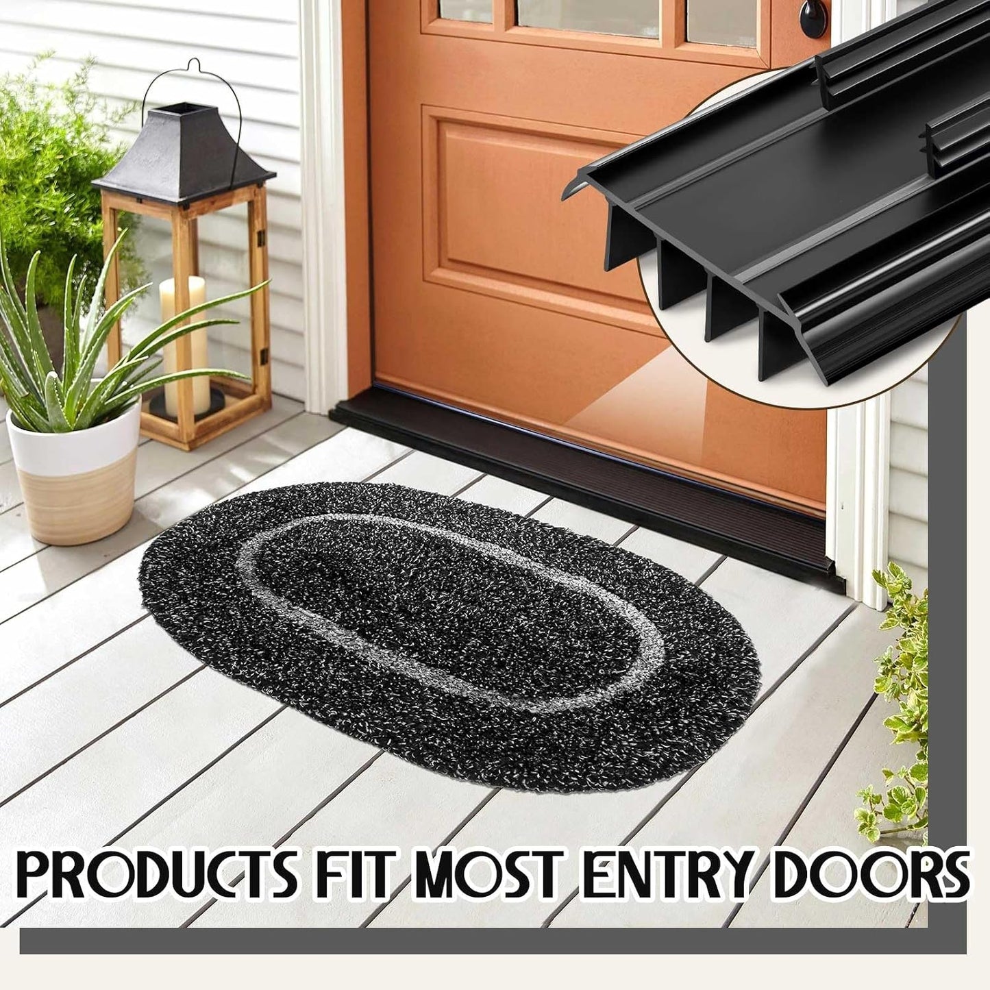 Pushglossy 2 Pcs Kerf Style Door Bottom 36" Long 1 3/4" Wide Replacement Threshold Seal with Vinyl Fins Weatherstrip Draft Stopper for Interior Exterior Doors(White)