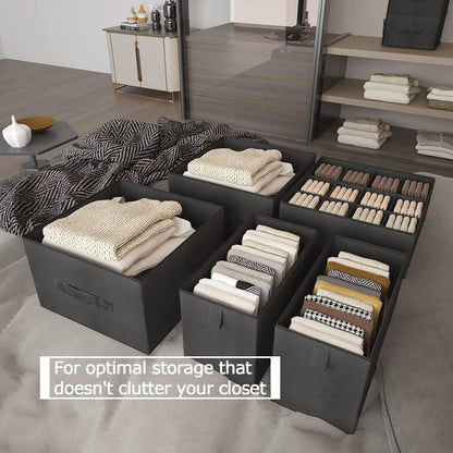 6-Shelf Hanging Closet Organizer with 5 Drawers, Non-Woven Storage, Black | Spacious compartments sort clothes & undergarments; foldable drawers add hidden storage for closets, wardrobes or RVs.