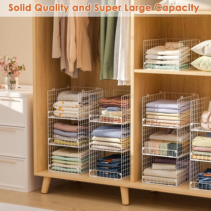 Yociyoga 4-Tier Stackable Closet Organizers and Storage Shelves, Foldable Closet Shelf Organizer, Black(Patent Protection)(Patent No. 30022416)