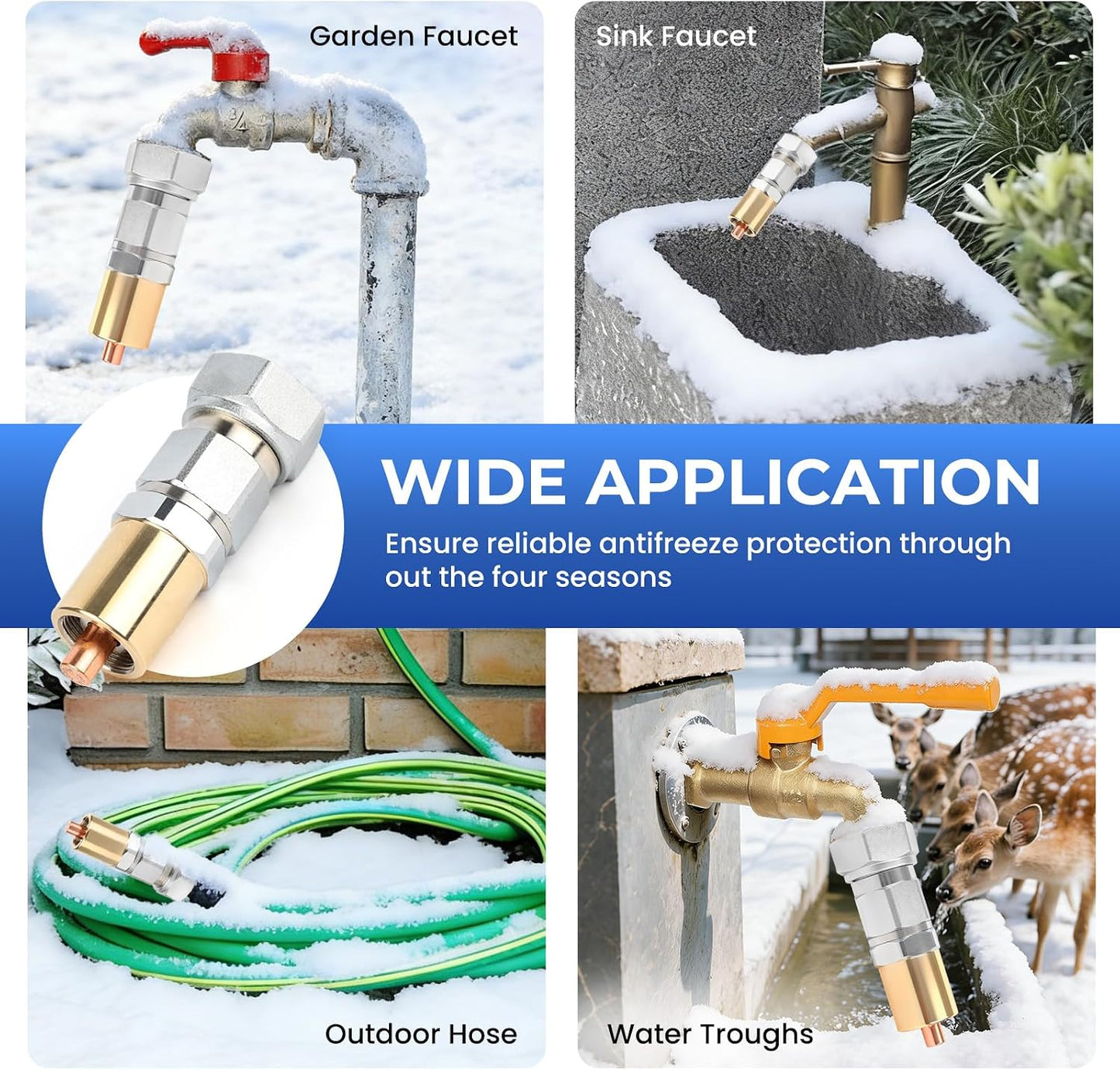 Outdoor Faucet & Spigot Freeze Protection – Heavy Duty Brass Freeze Proof Valve, Activates at Water Temperature Below 37°F/3°C, Durable Winter Cover Alternative – Quick Install, Saves Water – 1 Pack