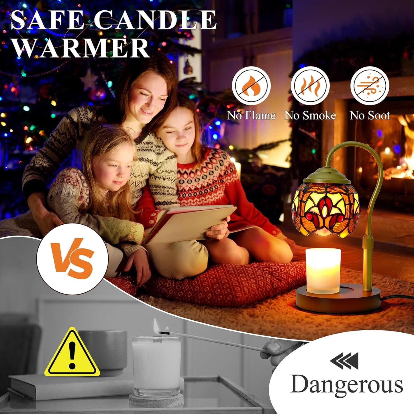 Candle Warmer Lamp with Timer Dimmer - Height Adjustable Wax Melt Warmer for Jar Candles, Blown Art Glass Candle Warming Lamp with 2 Bulbs Birthday Gifts for Mom Women Candle Holders for Home Decor
