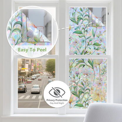 Finnez Window Privacy Film 3D Static Cling Window Film, No Glue Heat Control & 96% UV Blocking for Home Office, Decorative Frosted Glass Cover 17.5 Inch x 6.5 Feet