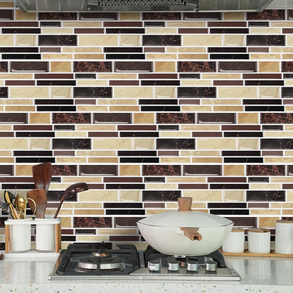 24 Sheet Peel and Stick Tile Backsplash Sticks for Kitchen 10"x 5" Back Splashes Self Adhesive Waterproof Tile Wall Paper for Bathroom Kitchen Backsplash, RV, Fireplace, Black/White Marble Look