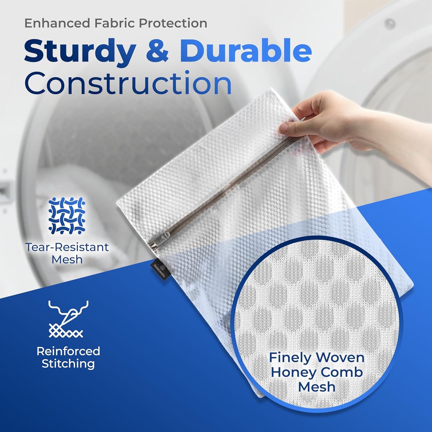 Handy Laundry Mesh Laundry Bag - 4 Pack Zippered Honeycomb Net for Delicates - Delicates Wash Bags for Lingerie, Socks & Underwear - 12x16 Durable Washing Machine Protector