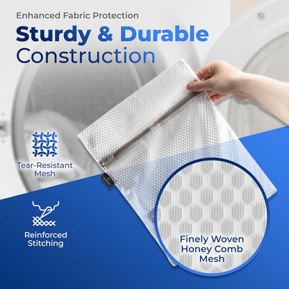 Handy Laundry Mesh Laundry Bag - 4 Pack Zippered Honeycomb Net for Delicates - Delicates Wash Bags for Lingerie, Socks & Underwear - 12x16 Durable Washing Machine Protector