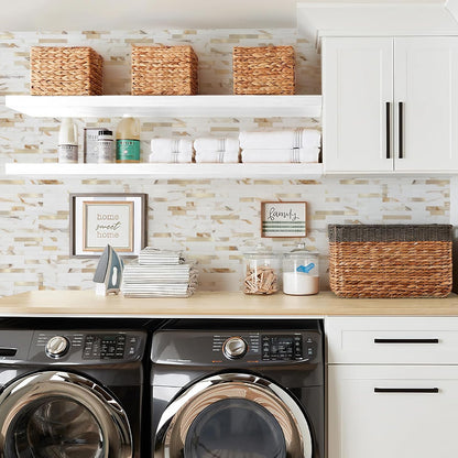 STICKGOO Peel and Stick Backsplash Tile, Stick on Backsplash for Kitchen and Bathroom, Volakas White Look PVC Mixed Metal Silver Self Adhesive Wall Tiles(Sample)