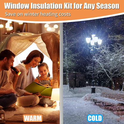 87×118in Patio Door Window Insulation Kit for Winter- Thicken Indoor Large Window Plastic for Winterizing, Clear Window Covering Shrink Film with Double-Side Tape to Keep Cold Out