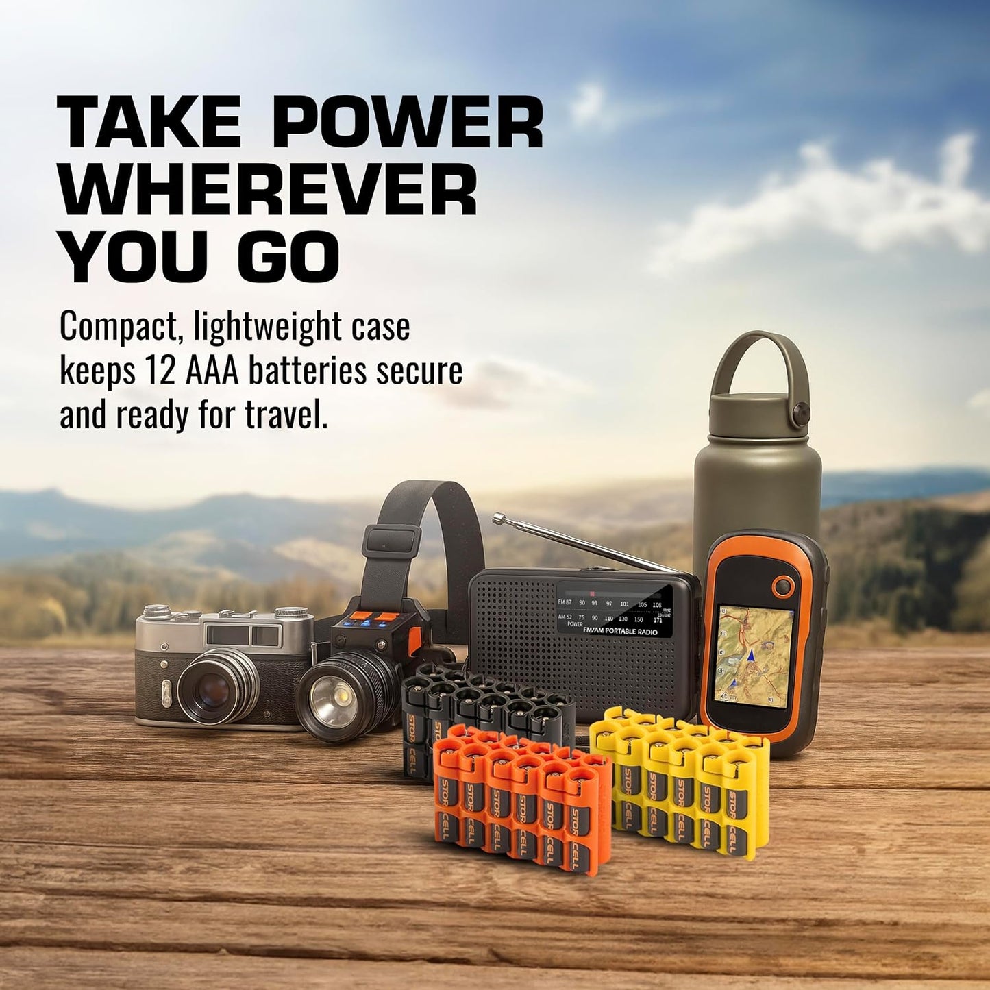 AAA Battery Storage Caddy by Storacell, Yellow, Holds 12 Batteries (Not included)