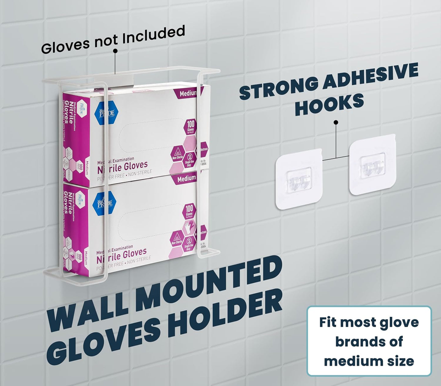 Alpine Glove Holder for Wall Mount - Latex Glove Holder Wire Glove Dispenser for Wall Disposable Glove Box & Tissue Box - Fits 2 Boxes (Black)