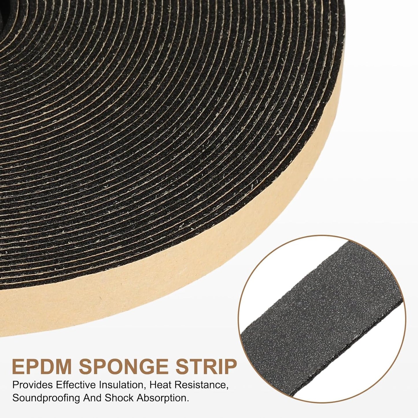 PATIKIL Foam Insulation Tape, 1-1/2" W x 1/8" t x 32.8FT Self Adhesive Weather Stripping Door Seal Strip for Door Window Air Conditioning, Black - Colors B