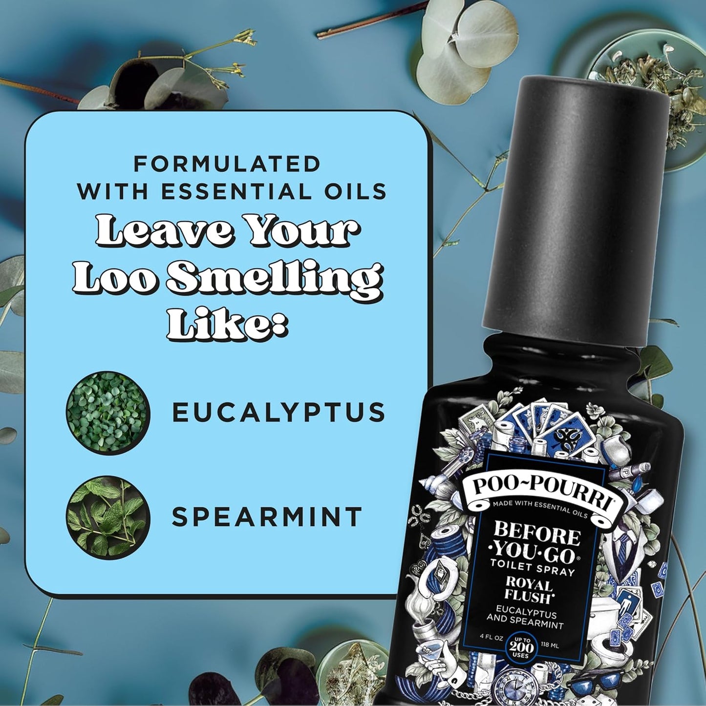Poo-Pourri Before-You-Go Pocket Toilet Spray, Travel Essentials, Royal Flush, 1 Fl Oz, Up to 50 Uses, On-The-Go Bathroom Odor Deodorizer with Essential Oils, TSA Approved Size, Eucalyptus & Spearmint