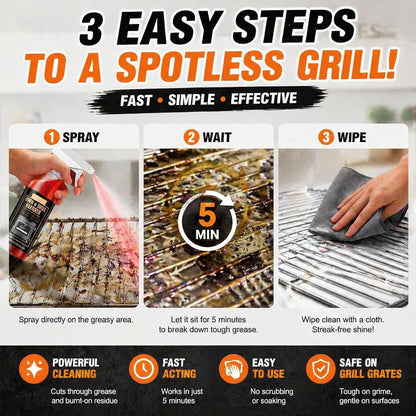 Oven & Grill Cleaner Spray, Heavy Duty Degreaser for Stove, BBQ & Kitchen Surfaces, Fast Acting Grease Remover, Non-Streak Formula for Oven, Grill Grates, Stovetop & Countertops (1pcs)