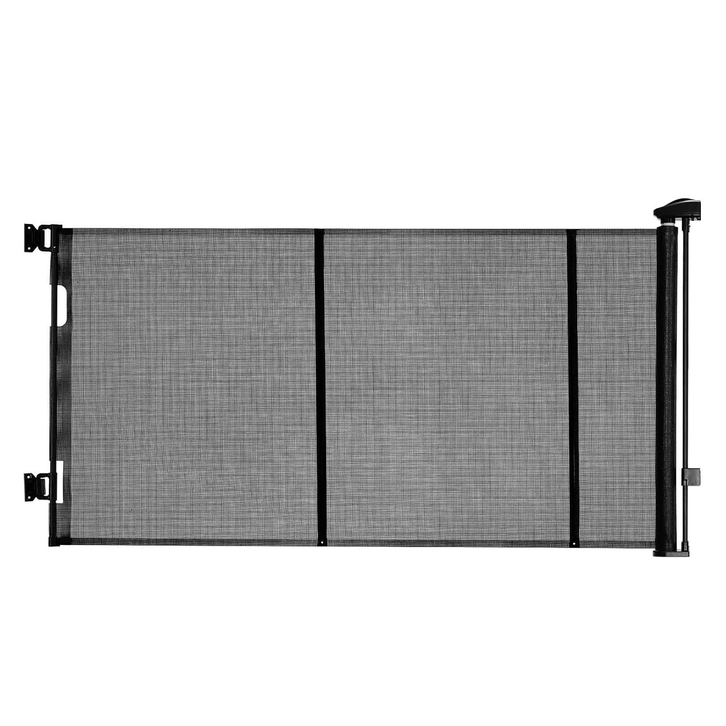 VEVOR Retractable Baby Gate, Extends to 202.7 inch Extra Wide, 39 inch Tall, with Reinforced Fiberglass Strips, Avoids Crawling Through, Mesh Dog Gate for Decks, Doorways, Garages, Indoor, Black