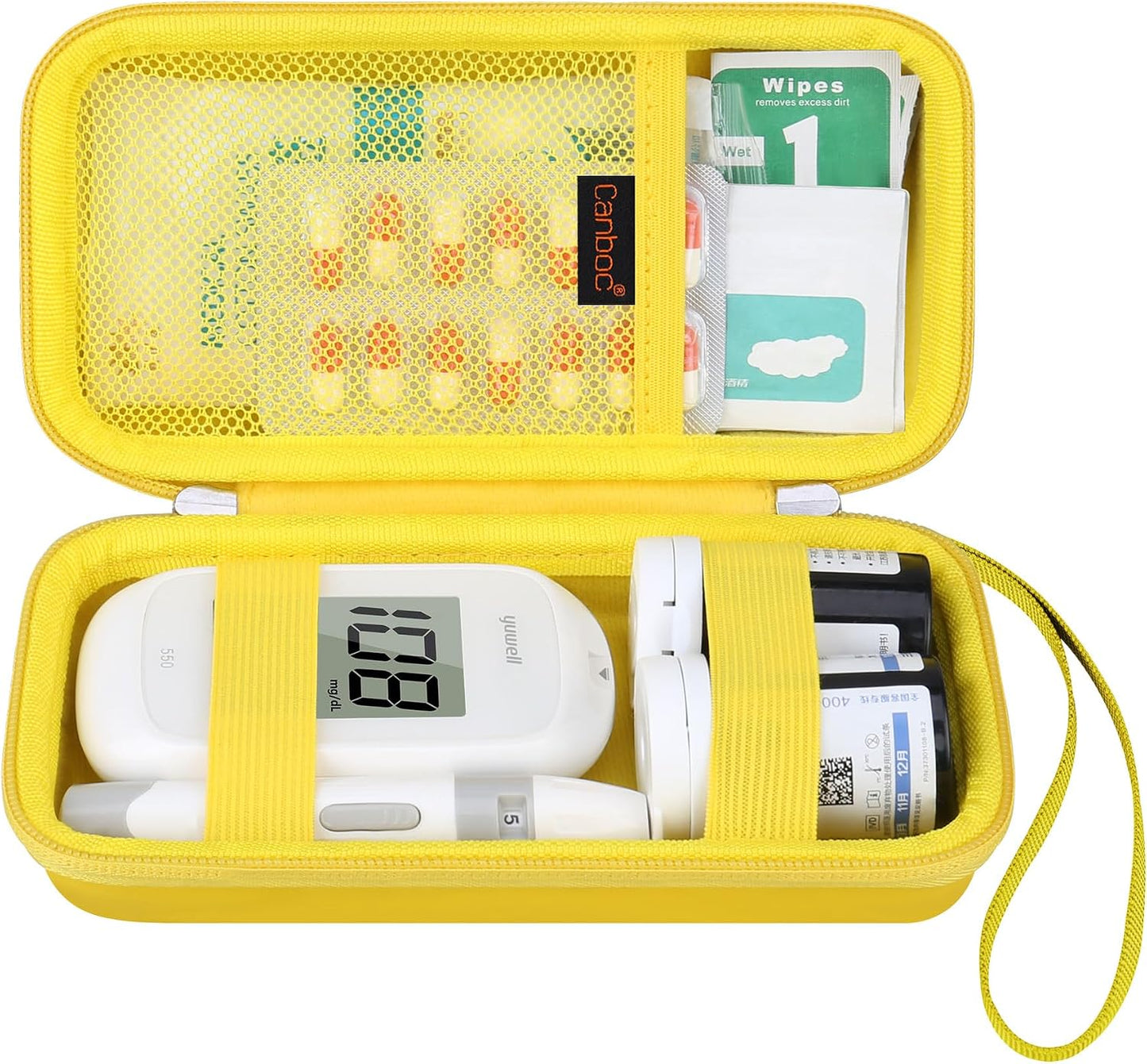 Canboc Diabetic Supplies Case, Carrying Organizer for Glucose Meter, Lancing Device, Blood Sugar Test Strips, Lancets, Insulin Pens, Alcohol Wipe and Other Diabetes Care Accessories, Rose Gold